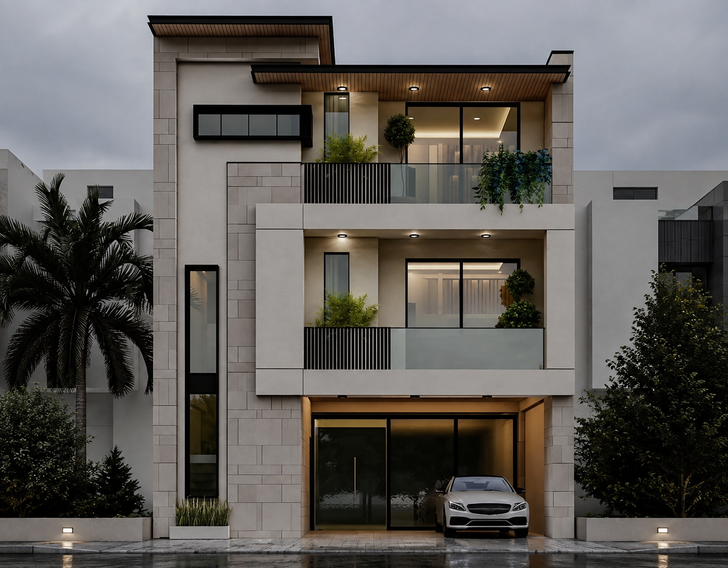 Three-storey modern house exterior