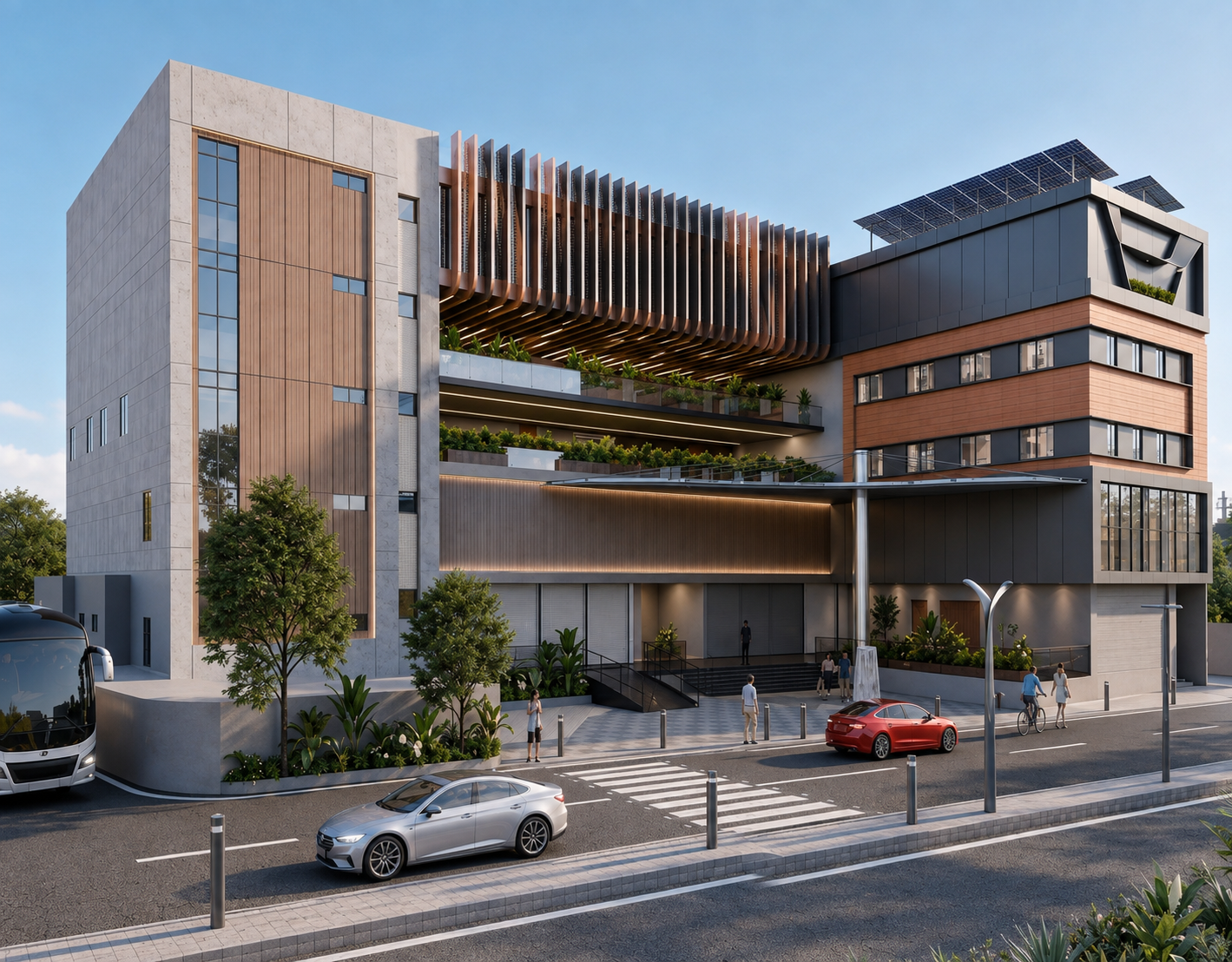 Contemporary commercial building exterior
